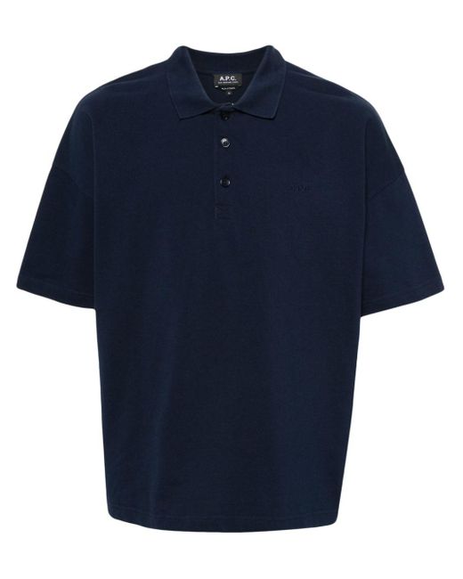 A.P.C. Blue Embroidered-logo Polo Shirt for men