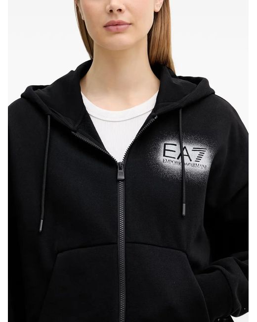 EA7 Black Logo-Print Track Pants
