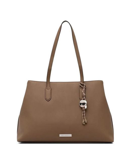 Karl Lagerfeld Brown Ikon Charm-Detail Tote Bag