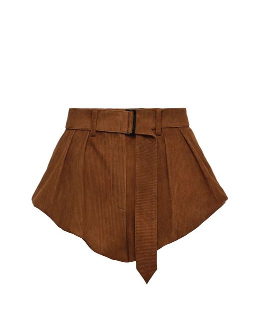 Magda Butrym Brown Belted Pleated Shorts