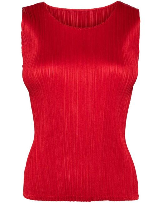 Pleats Please Issey Miyake Red New Colorful Basics 3 Tank Top