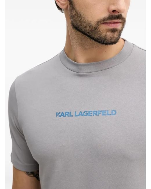 Karl Lagerfeld Gray Kl Logo-Print T-Shirt for men