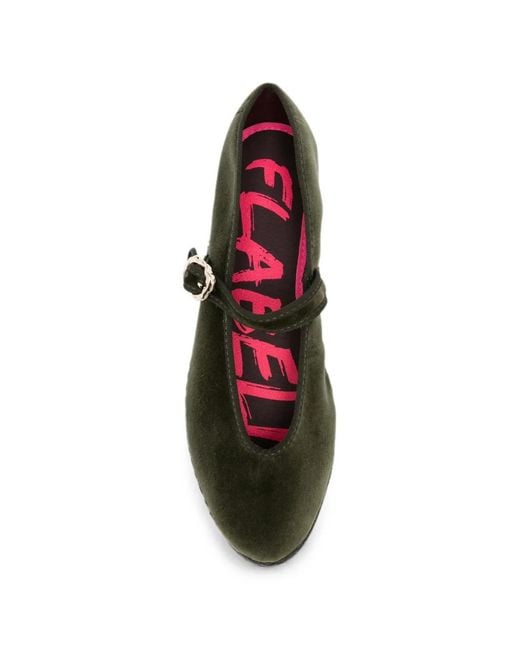 Flabelus Green Pierre Velvet Ballet Flats