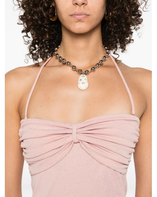 Nanushka Pink Draped-Detail Top