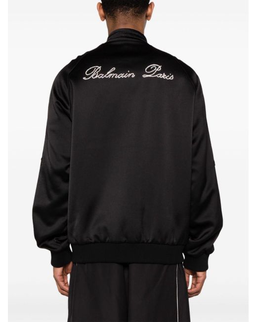 Balmain Black Tiger Crystal-embellished Bomber Jacket for men