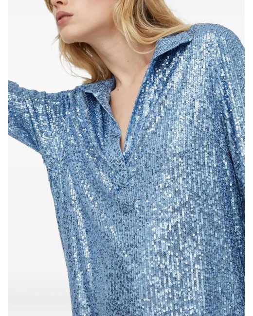 Robe Courte À Col Et Sequins Day Birger et Mikkelsen en coloris Blue