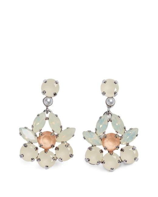 Simone Rocha White Heartbloom Drop Earrings