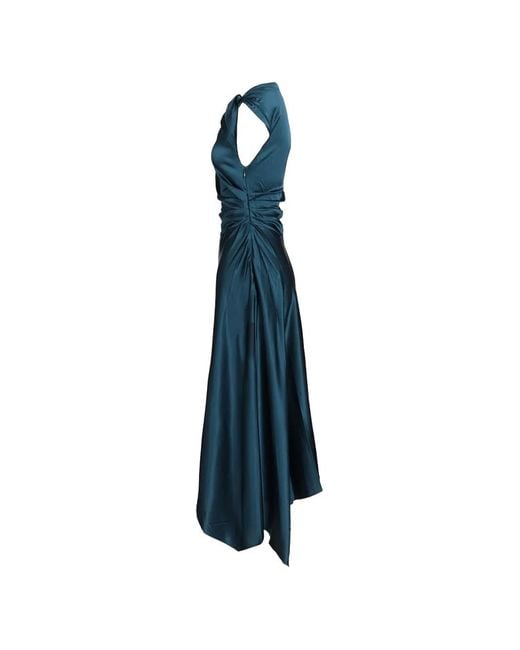 Staud Blue Portia Silk Midi Dress