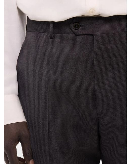 Fursac Black Checked Tailored Trousers for men