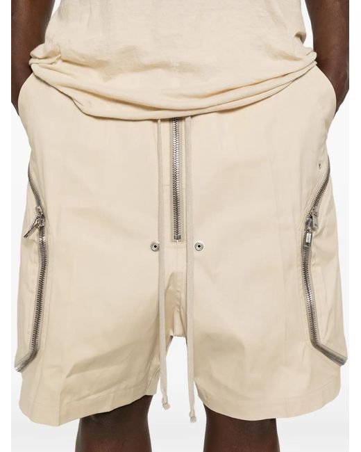 Rick Owens Natural Zip Drawstring Shorts for men
