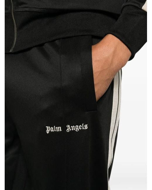 Palm Angels Black Logo-Embroidered Track Pants for men