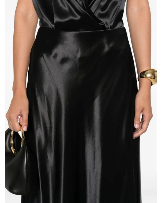 Alberta Ferretti Black Satin Skirt