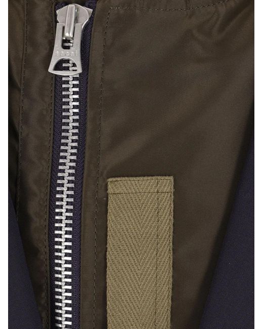Sacai Blue Zip-Detail Button Jacket for men