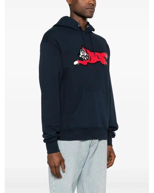 ICECREAM Blue Running Dog Popover Cotton Hoodie for men