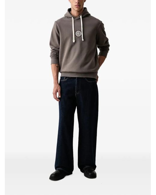 ARMANI EXCHANGE Gray Logo-Patch Drawstring Hoodie for men