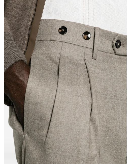 Berwich Gray Pleated Wool Trousers for men