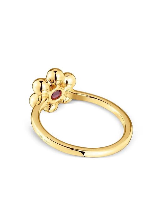 Tous Metallic Beaded Flower-Motif Ring
