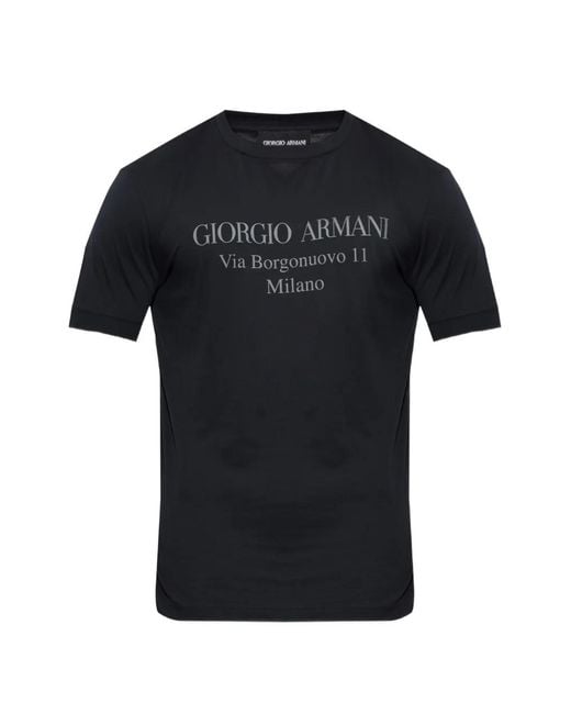Giorgio Armani Black Logo-Print T-Shirt for men
