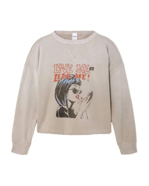 Re/done White Love Me Graphic Sweatshirt