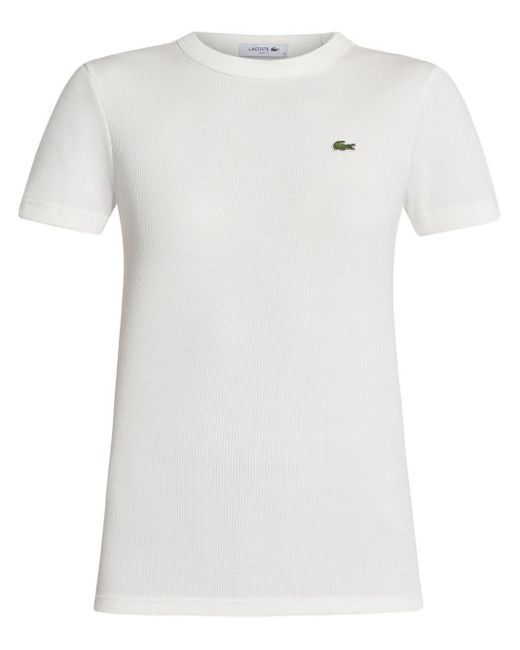 Lacoste White T-Shirt mit Logo-Patch