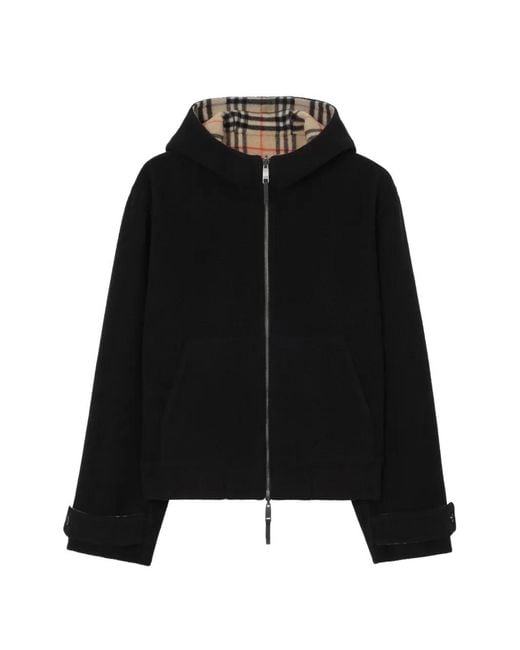 Burberry Black Reversible Wool Hooded Jacket for men