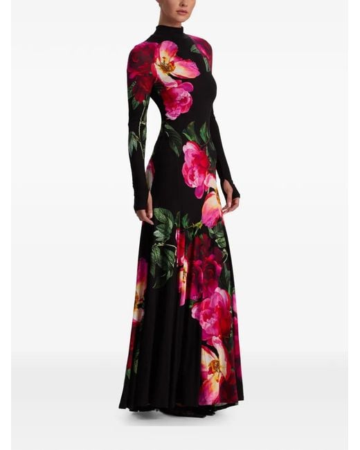 Alice + Olivia Red Augusta Floral High-Neck Maxi Dress