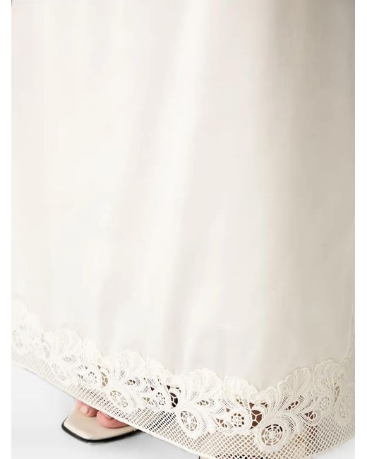 ROTATE BIRGER CHRISTENSEN White Lace-Trim Ruched Dress