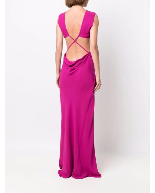 Alberta Ferretti Pink Cut-Out Gathered Gown