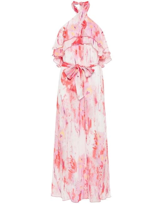 MSGM Maxi-Jurk Met Bloemenprint in het Pink