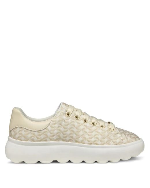 Geox White Spherica Patterned Platform Sneakers