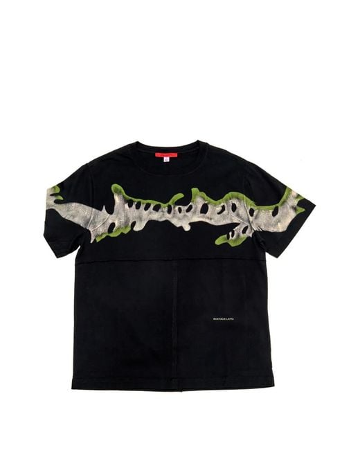 Eckhaus Latta Black Eckhaus Graphic-Print Panelled T-Shirt