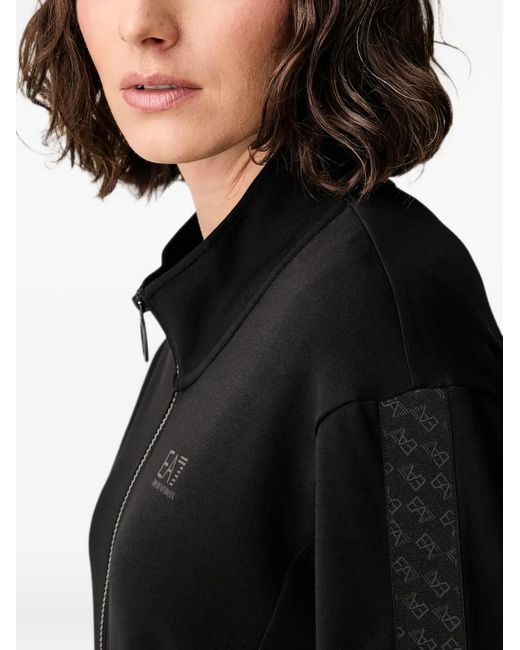 EA7 Black Logo-Print Zip-Up Track Jacket