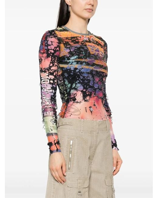 DIESEL Black Logo-Patch Distressed Top