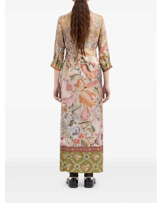 Pierre Louis Mascia Natural Floral-Print Maxi Dress