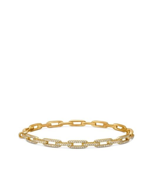 David Yurman Metallic 18Kt Stax Chain Link Diamond Bracelet (4Mm)