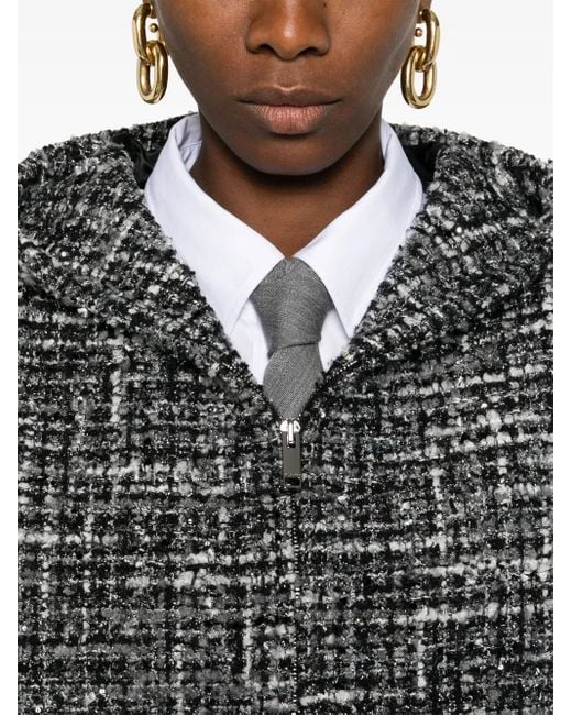 Valentino Garavani Black Hooded Tweed Jacket