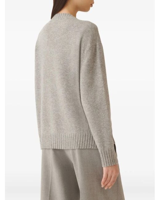 Fabiana Filippi Gray Ribbed-Trim Sweater