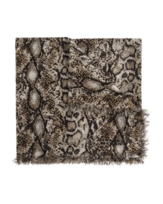 Isabel Marant Black Fransenschal Mit Schlangenleder-Print