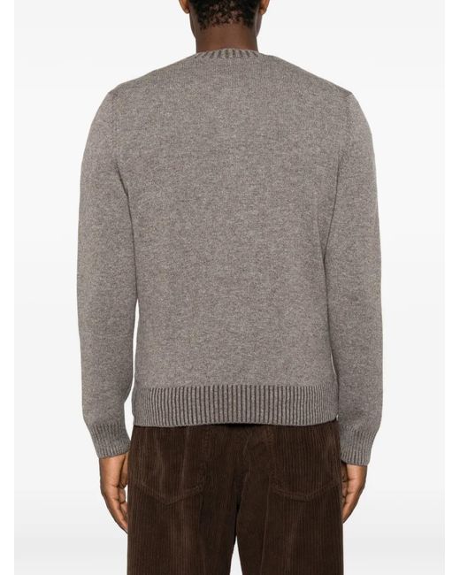 Vengera Gray Ribbed-Knit-Trim Sweater for men