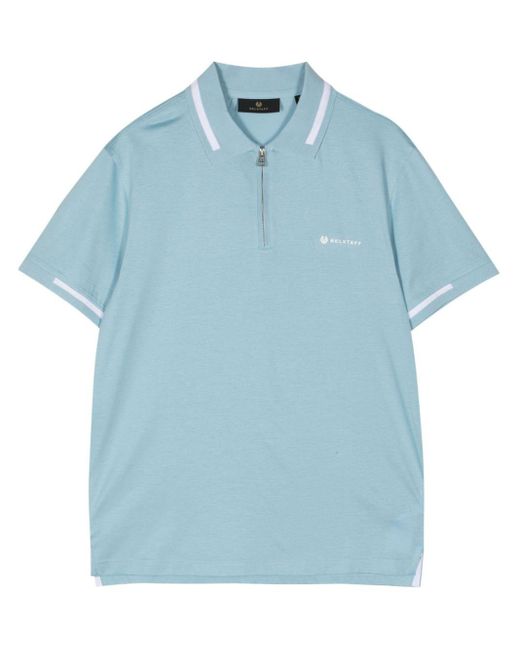 Belstaff Blue Logo-print Cotton Polo Shirt for men