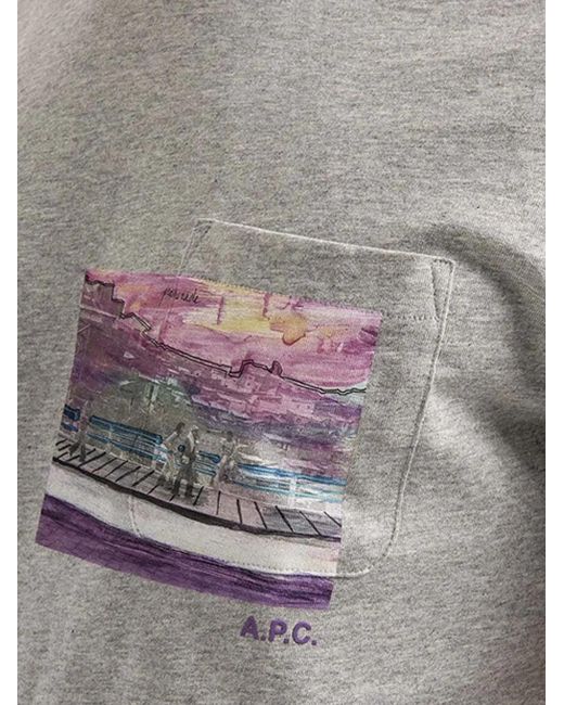 A.P.C. Gray Crew-Neck T-Shirt for men