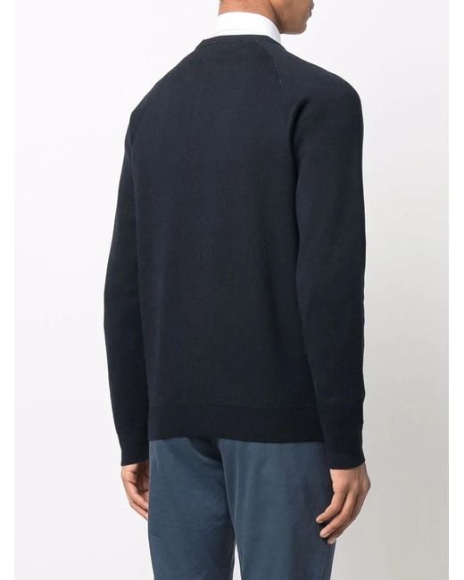 Philipp Plein Blue Intarsia-Logo Crewneck Sweater for men