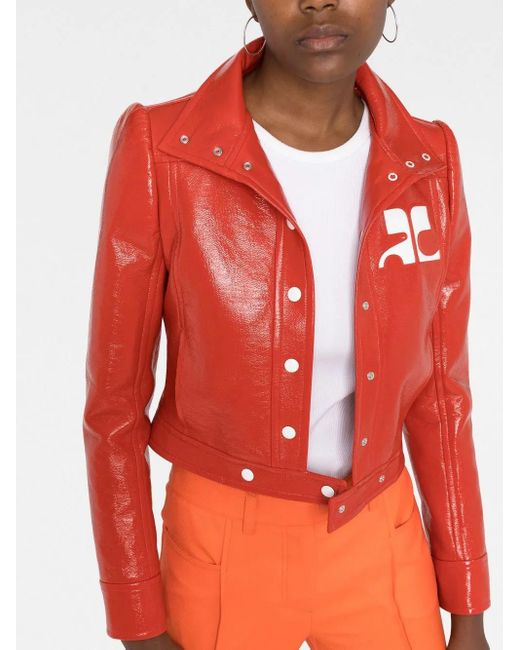 Courreges Red Cropped-Jacke Mit Logo-Print