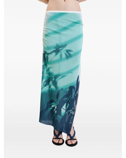 Ph5 Blue Lina Ruched Midi Skirt