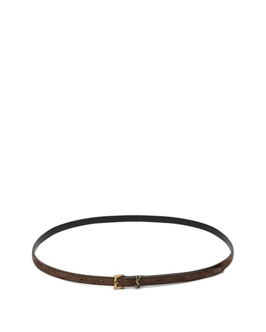 Saint Laurent White Cassandre Suede Belt