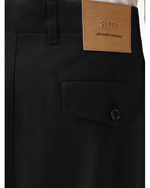 AMI Black Carrot Oversized Cotton Trousers for men