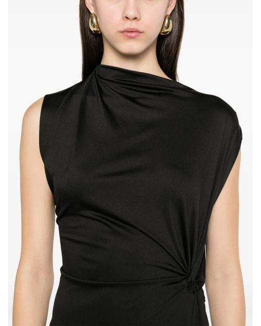Victoria Beckham Black Asymmetric Drape Midi Dress