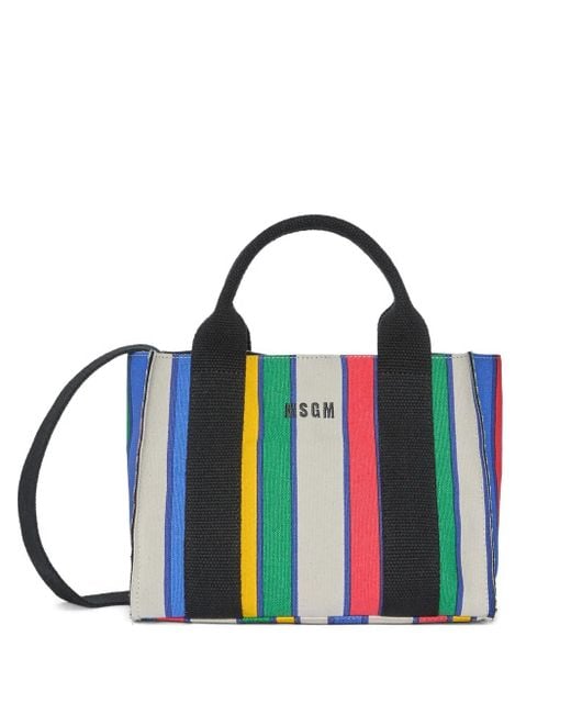 MSGM Blue Striped Tote Bag