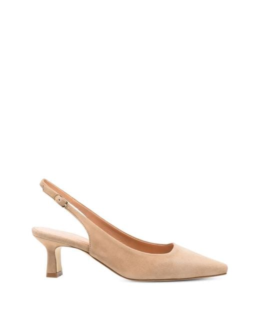 Julie Dee Natural Slingback Heeled Pumps