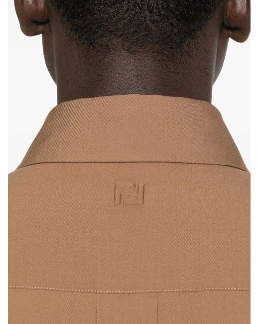 Fendi Brown Wool Gabardine Shirt for men